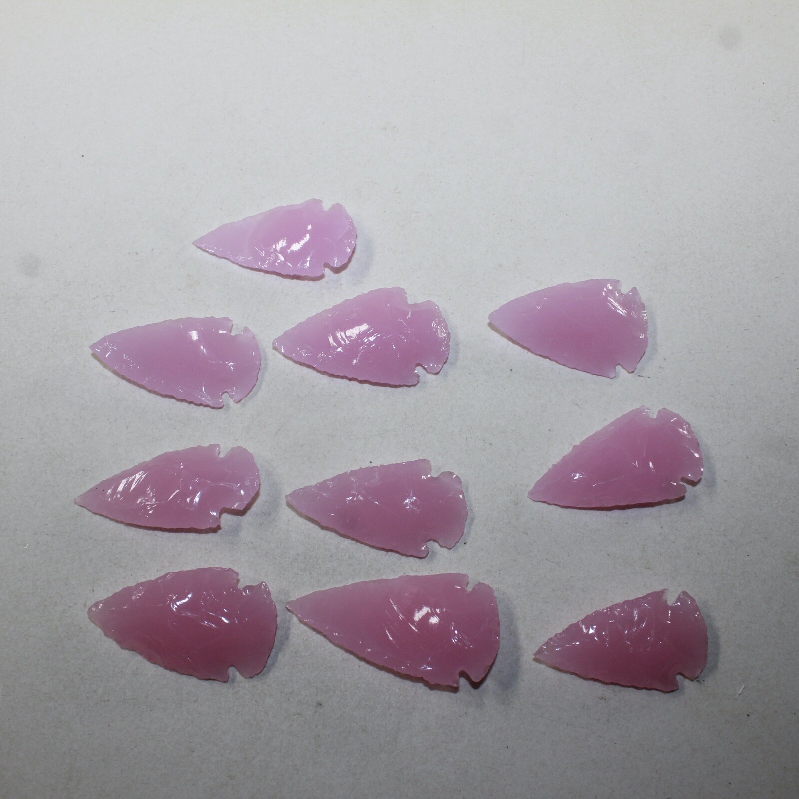 10 Pink Glass Ornamental Arrowheads #6125 Arrowhead