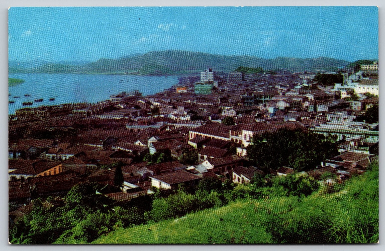 Vintage Port Interior from Barra Hill to Green Island Hong Kong Postcard C306