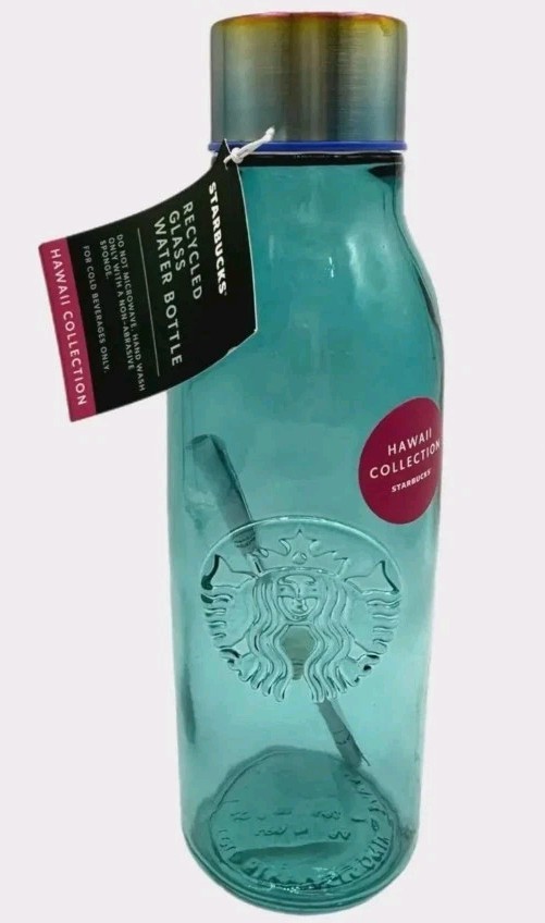 Starbucks HAWAII COLLECTION Recycled Glass Water Bottle *COLD DRINK ONLY* 20oz