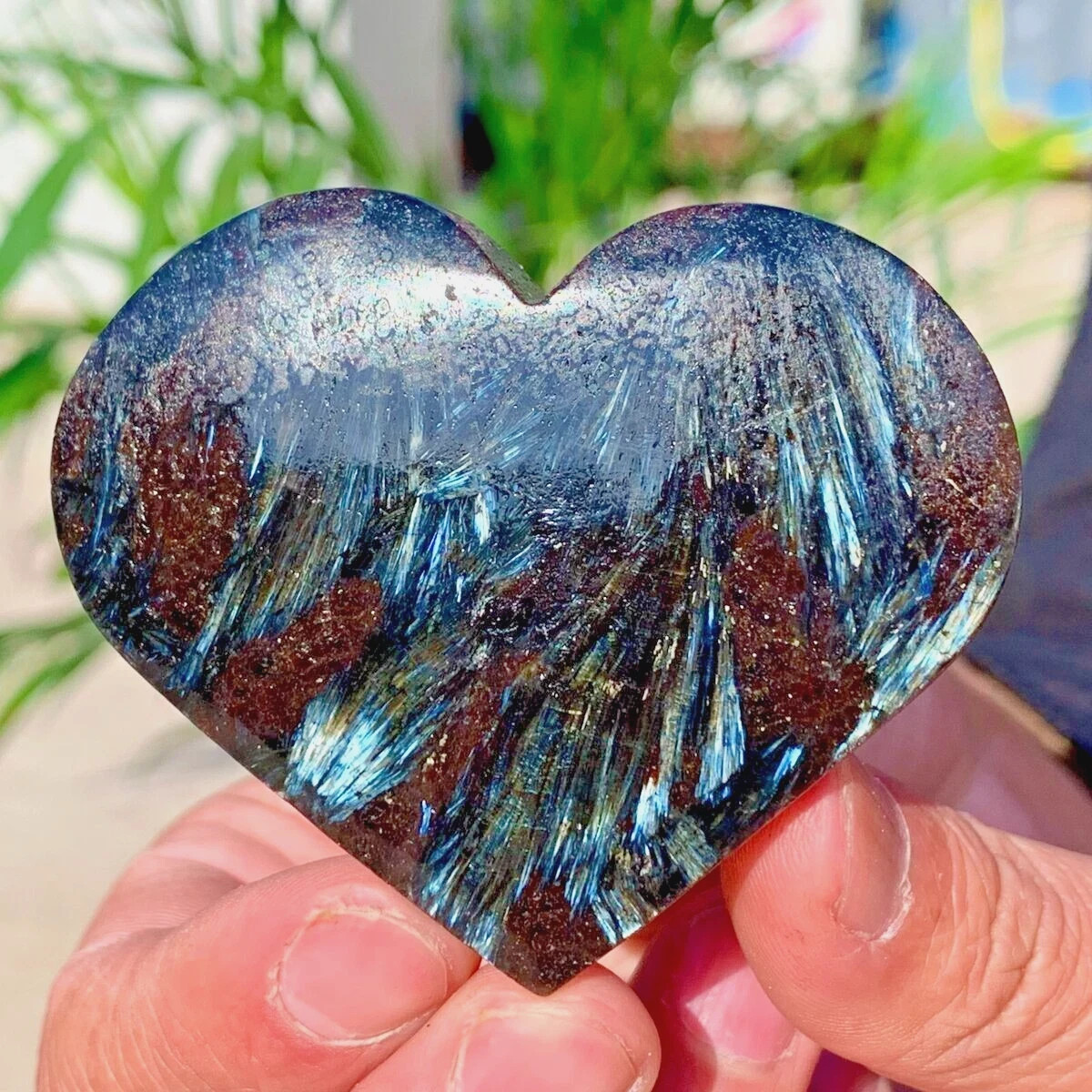 High Flash Arfvedsonite Heart Large Crystal Heart Flashy Worry Stone Energy 1Pcs