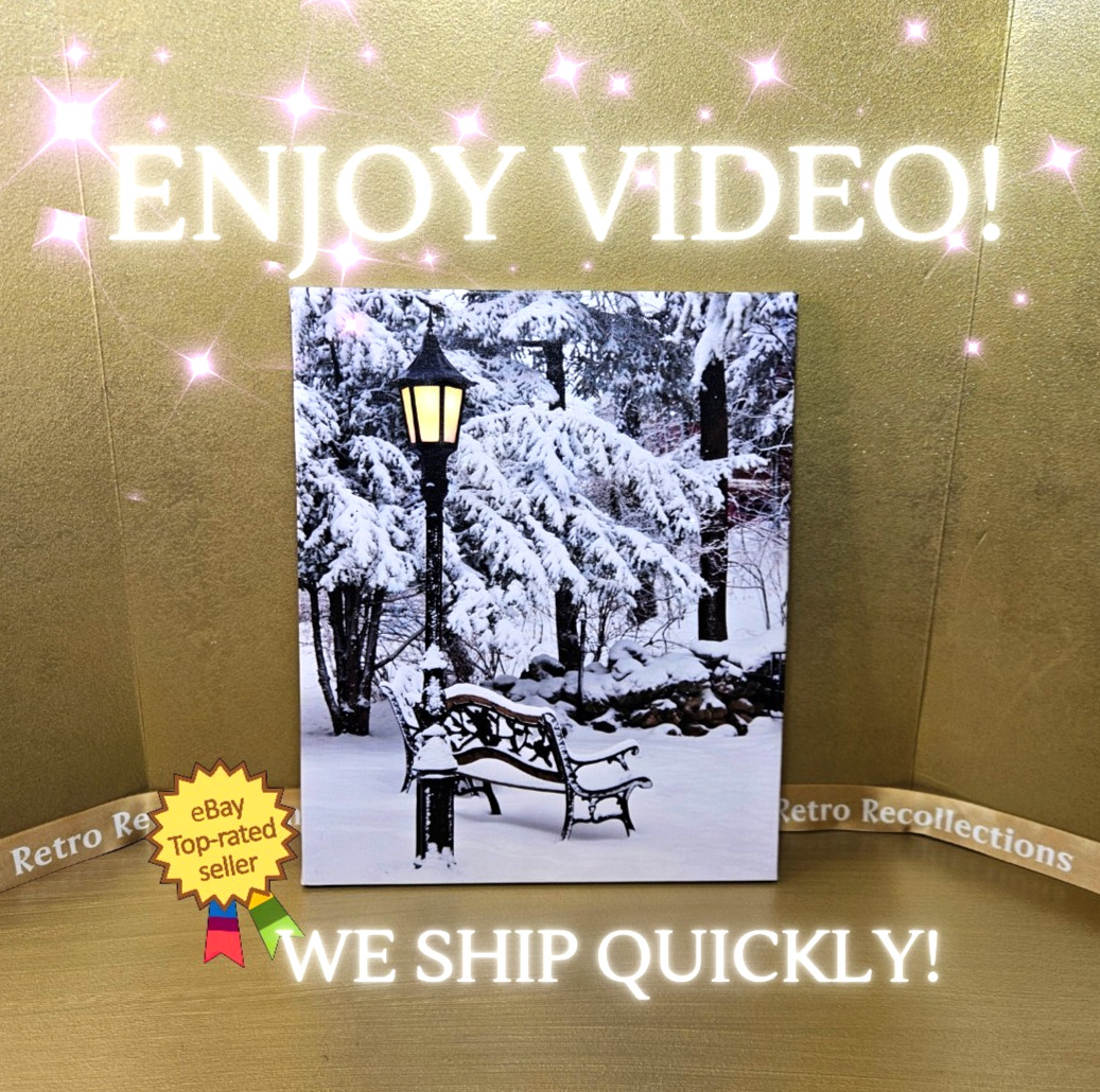 Illuminated Framed Wall Art Snowy Winter Forest Scene Photo 14″ x 17″
