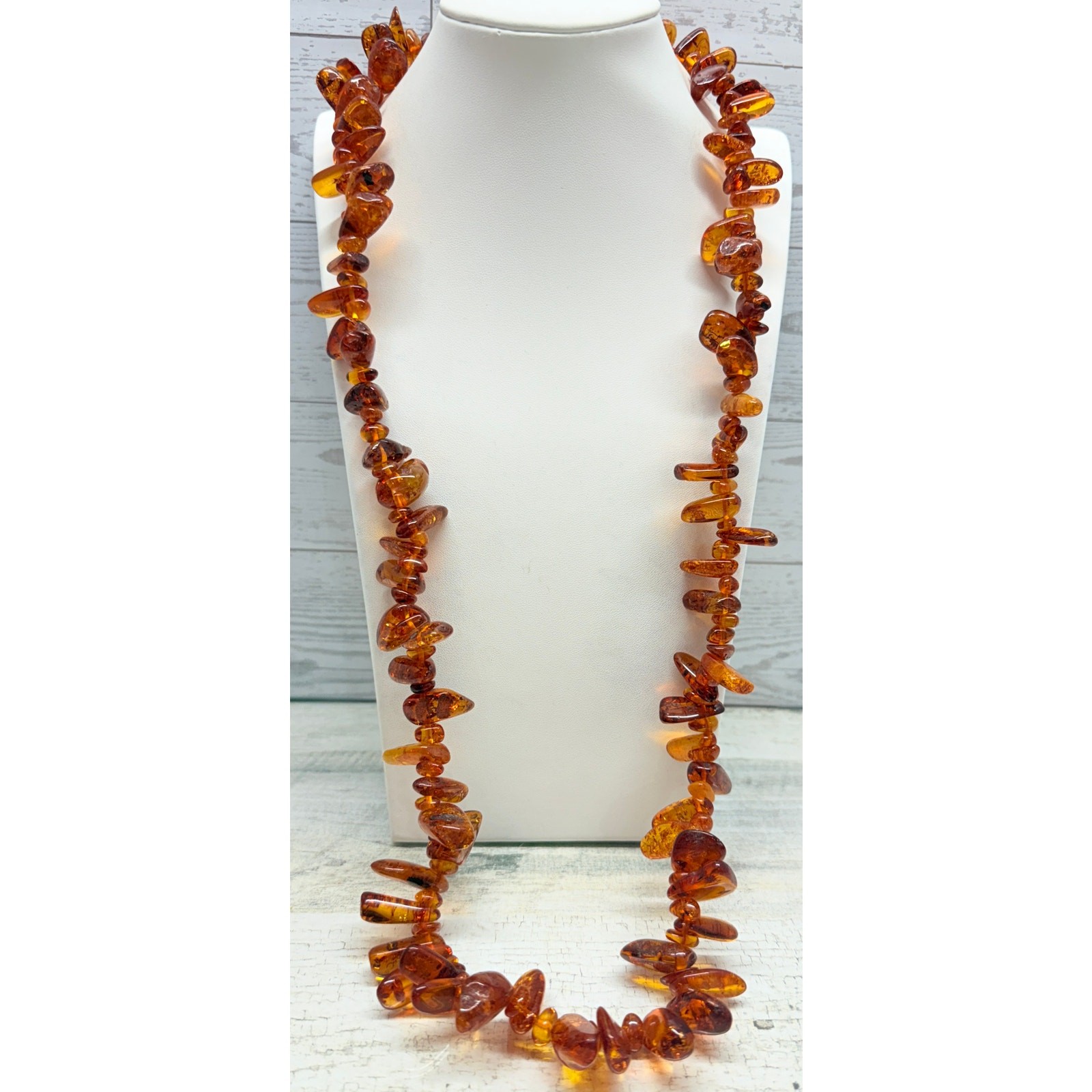 Vintage 1940s Baltic Amber Chunk Cabochon Necklace with Inclusions 108 Grams
