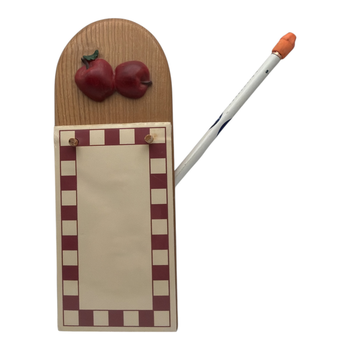 Cottage Core Magnetic Apple Notepad Holder w/Pencil Slot EUC Country