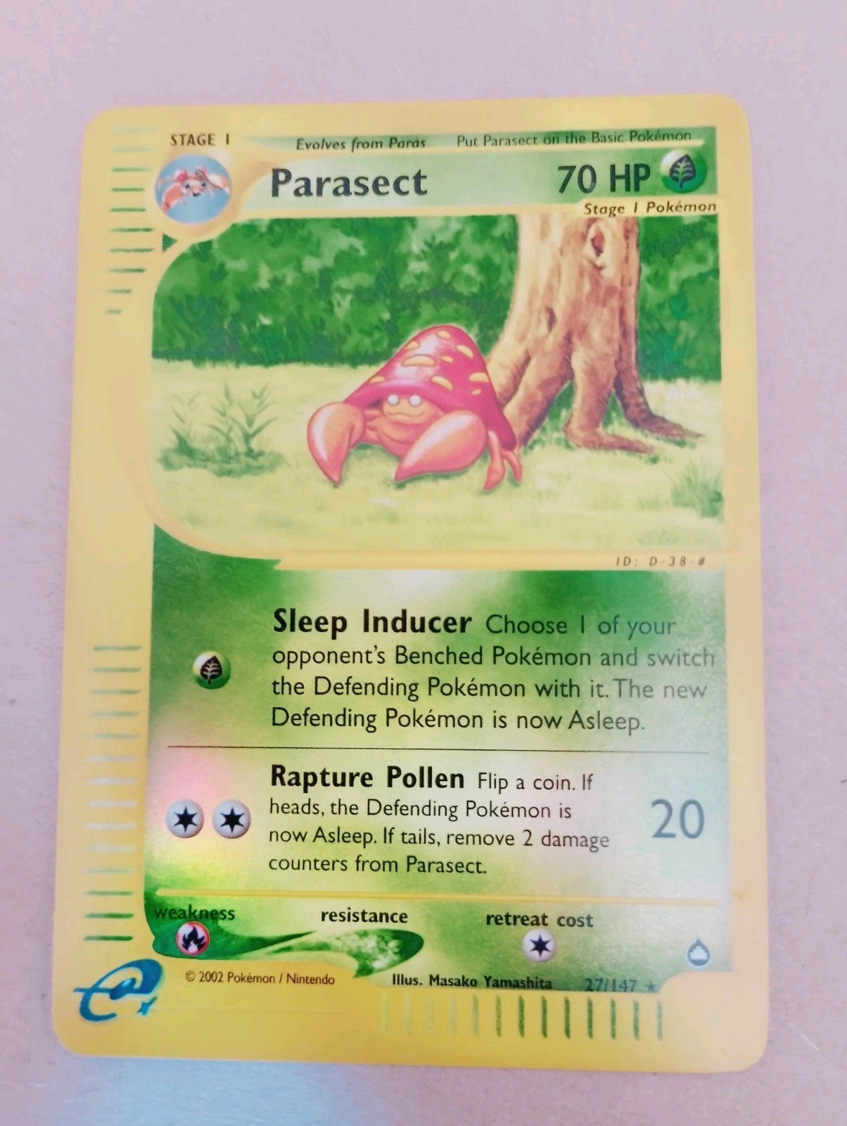 Pokemon Parasect 27/147 Reverse Holo Aquapolis 2003 Near Mint NM E-Reader Rare