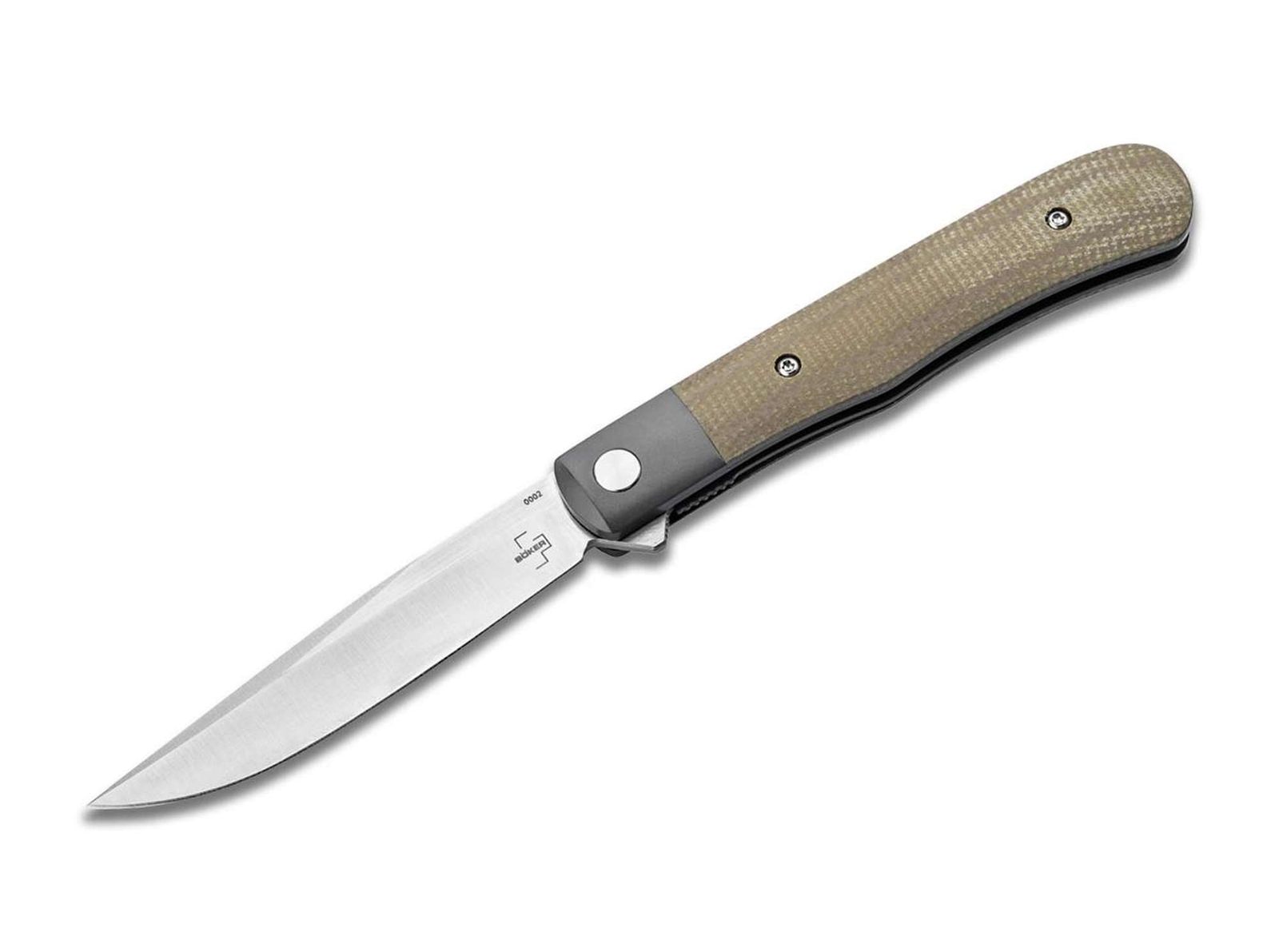Boker Plus Modern Trapper Uno Pocket Knife 3.23″ Nitro-V Blade Micarta ✔️01BO930
