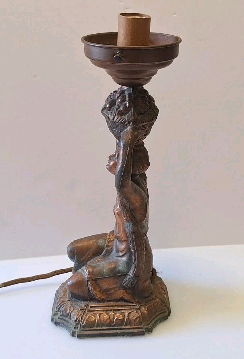 Vintage La Belle Art Deco Joan Of Arc Figural Radio Table Lamp AS-IS