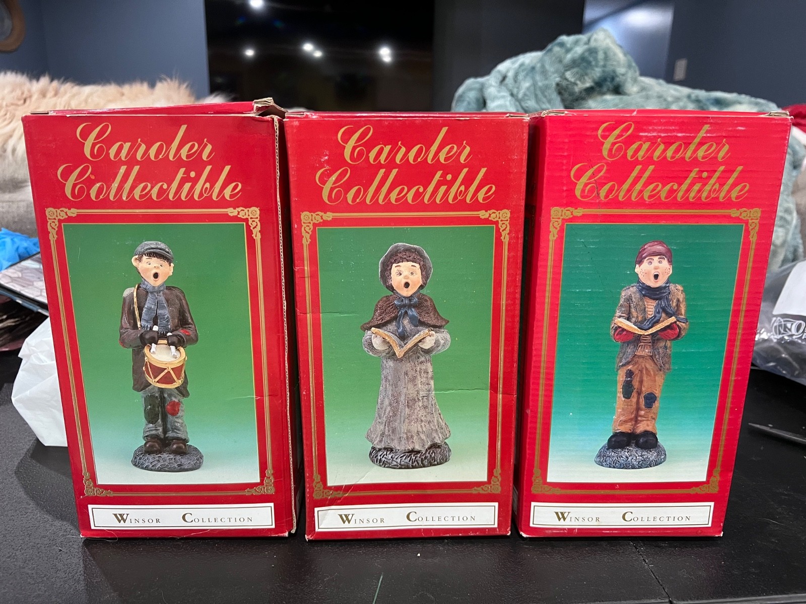 Vintage Winsor Collection Christmas Carolers Figurine Set 3 Resin Caroler Lot Bo