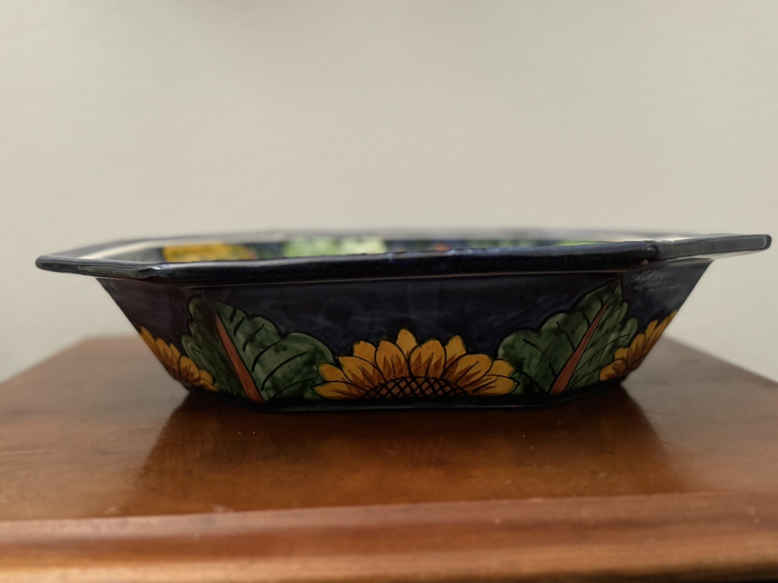 Vintage Talavera Pottery Mexico Art Oval Fruit Bowl Rich Colors 13” X 10”