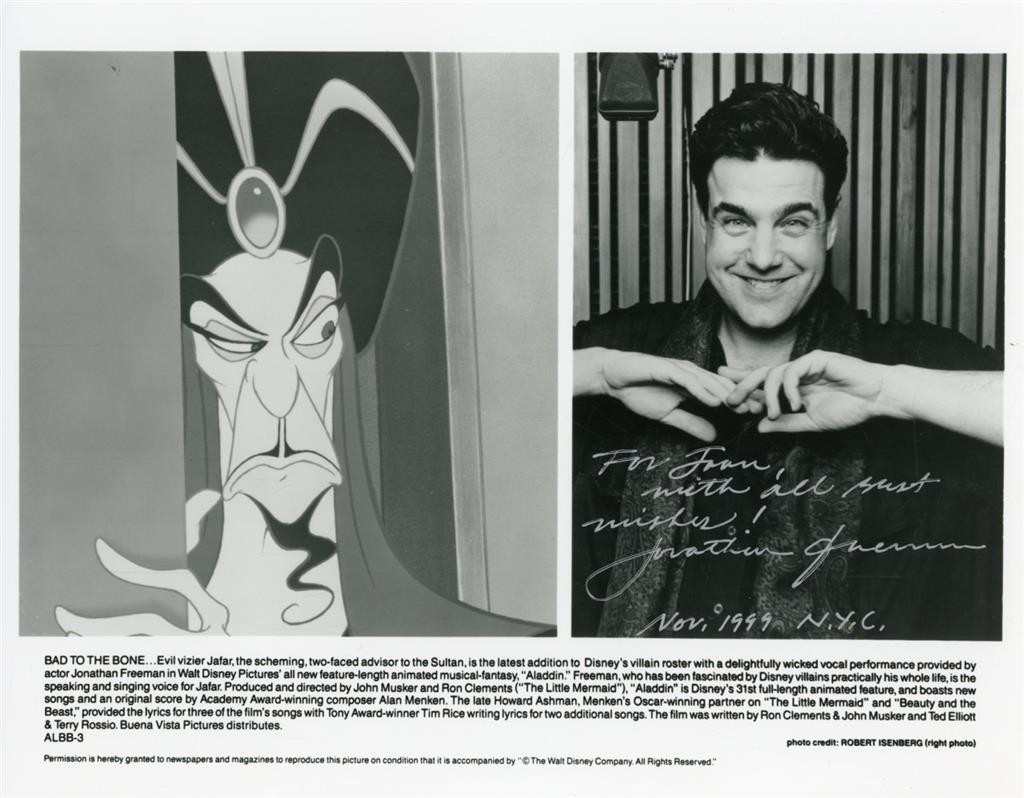 Jonathan Freeman- Signed B&W Photograph (Jafar from Aladdin)