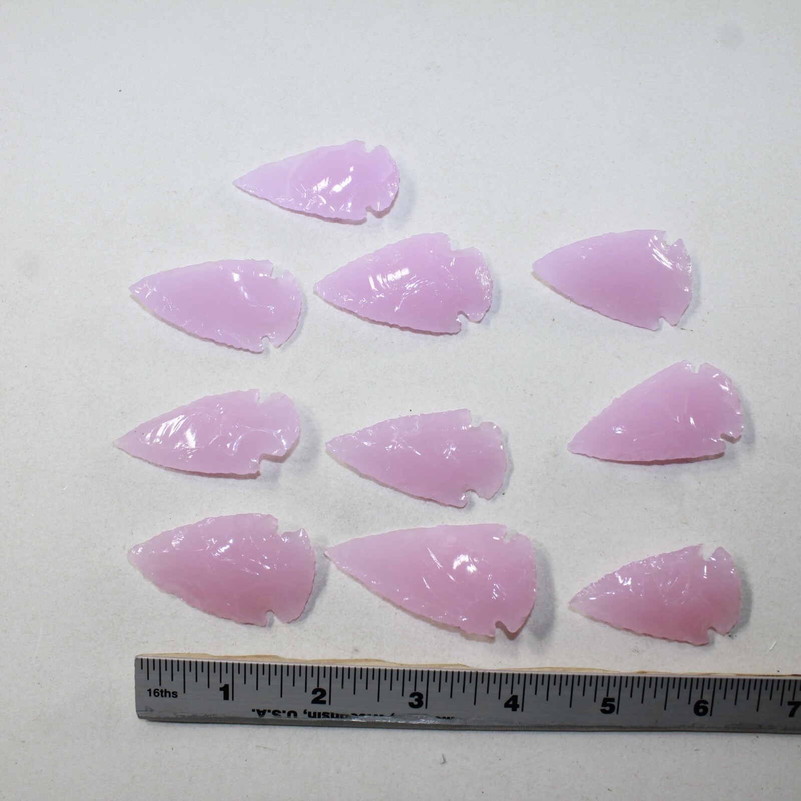 10 Pink Glass Ornamental Arrowheads #6125 Arrowhead