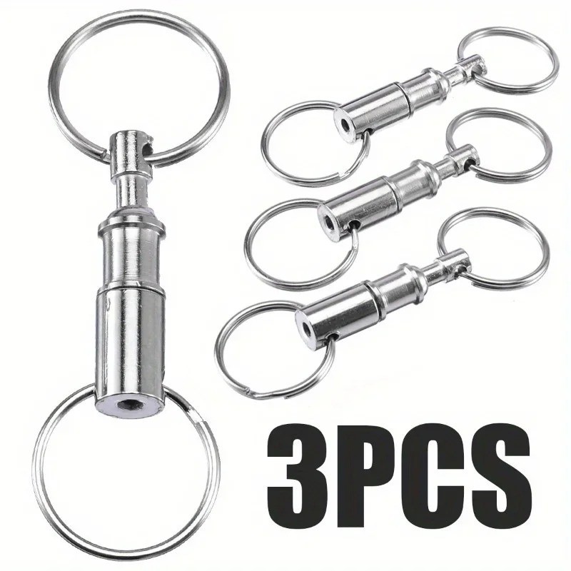 3PCS Detachable Keychain Quick Release Double Ring Key Holder Key Rings