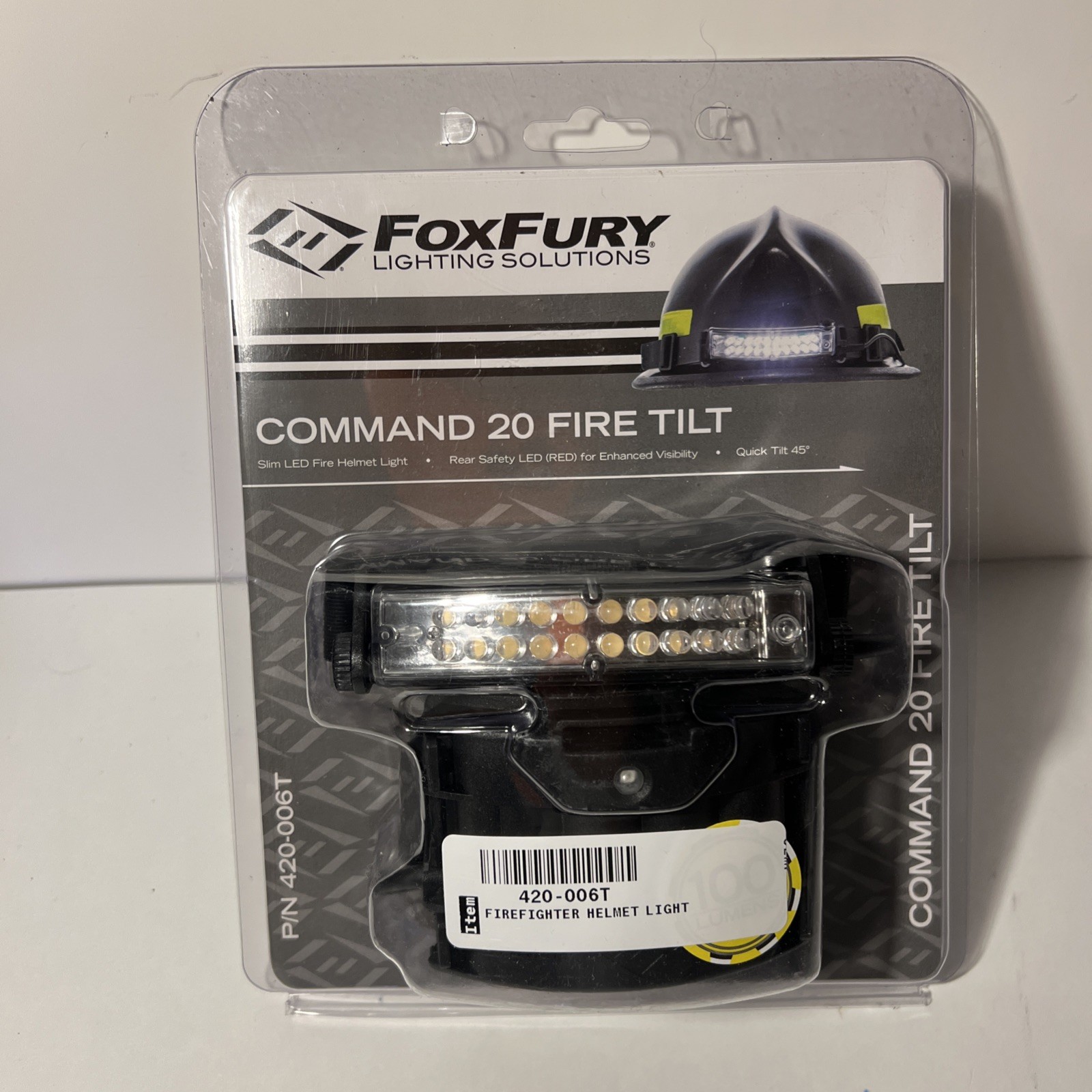 Firefighter LED Helmet Light- FoxFury Command 20 Fire Tilt Slim Free Shipping!