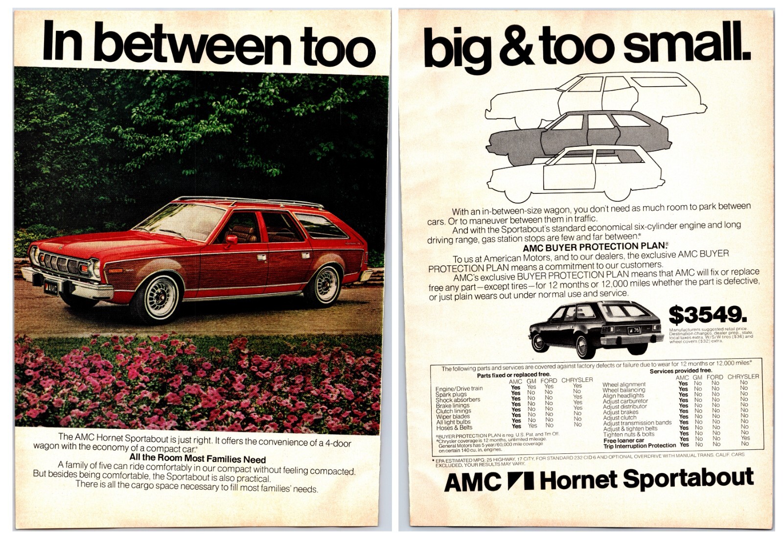 Vintage 1976 American Motors Hornet Car Original Print Ad (16×11) Advertisement