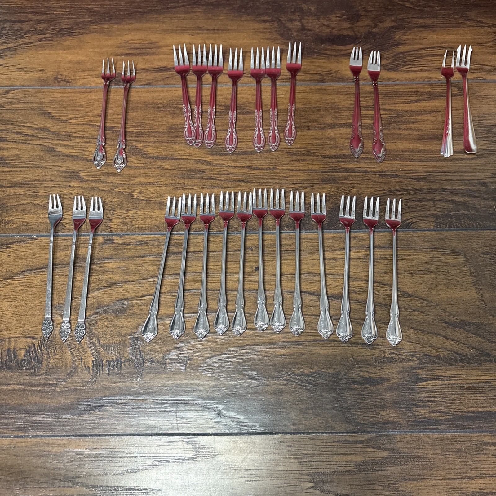 Lot of 28 Assorted Vintage Appetizer Cocktail Forks Stainless Oneida Etc