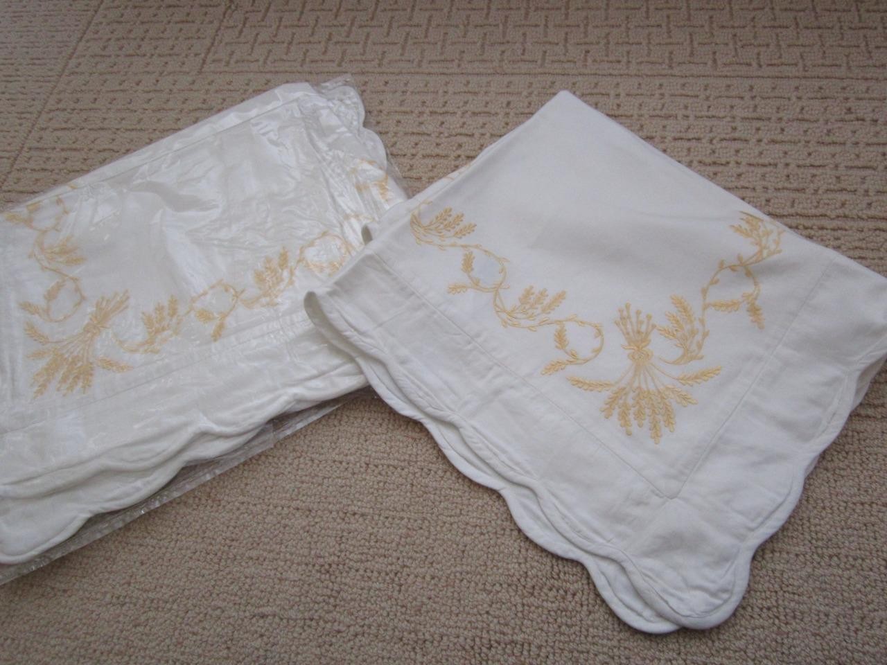 NOS SOURCE PERRIER Collection Cotton Sateen Wheat Embroidered Standard Sham