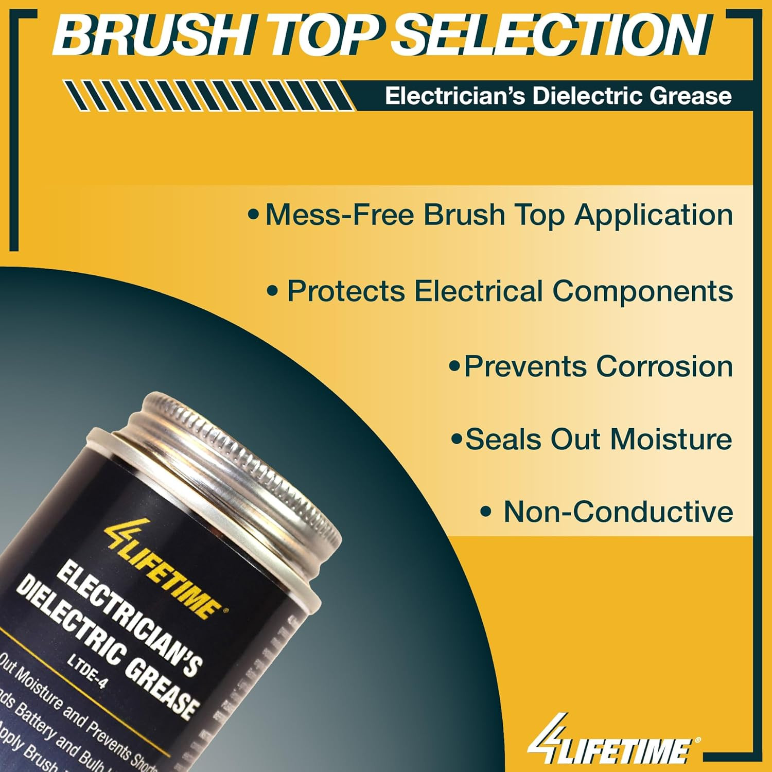 Dielectric Grease for Electrical Connectors – 4Oz Brush Top Can, Mess Free Appli