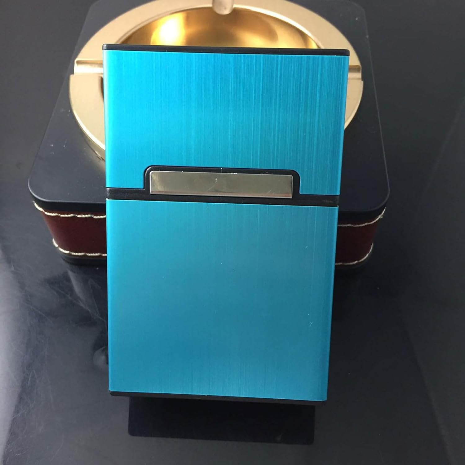 Cigarette Case Brushed Metal Cigarette Case with Magnetic Switch Flip Closure,20