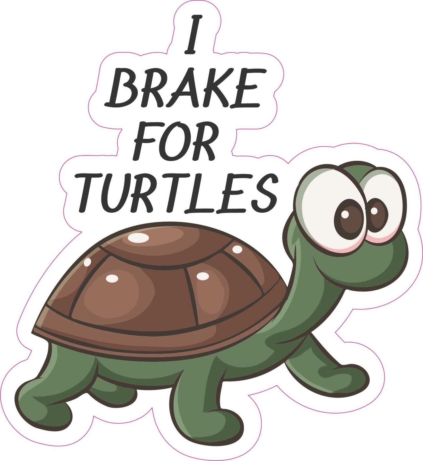 5.25in x 6in I Brake for Turtles Vinyl Sticker Car Truck Vehicle Bumper Decal