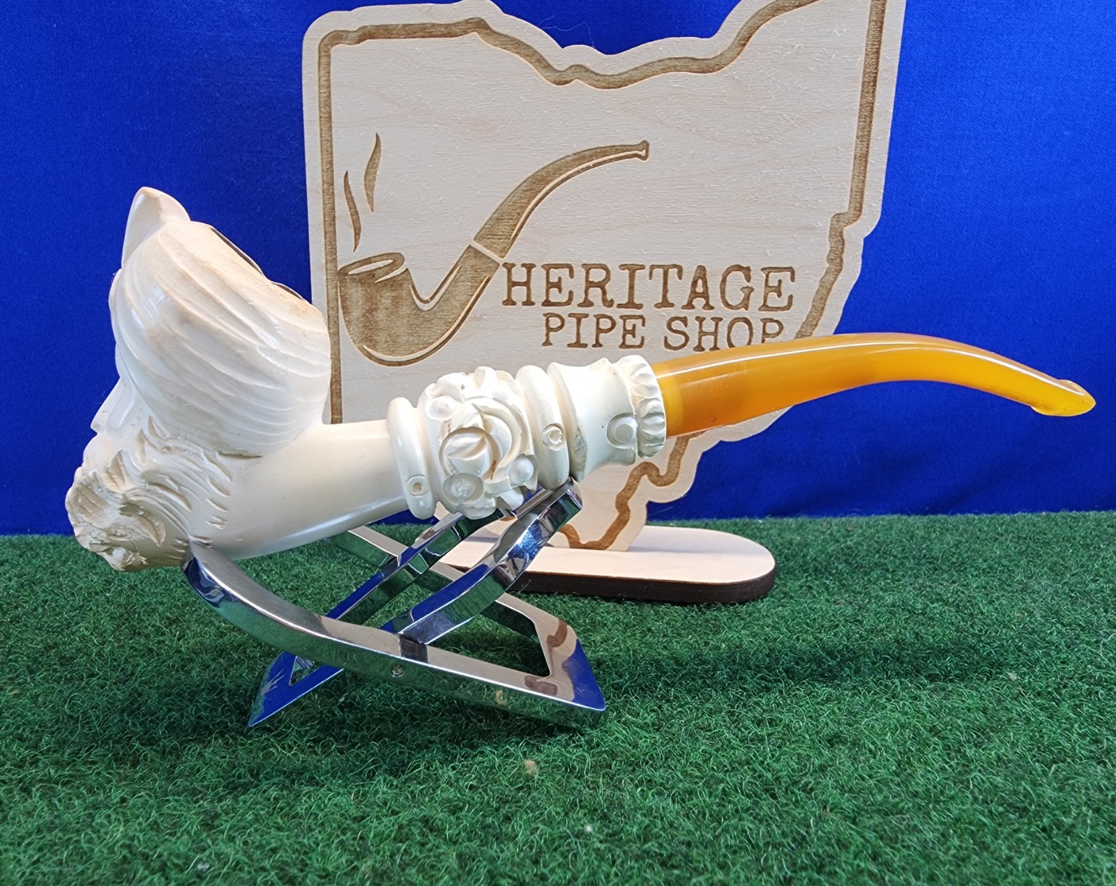 Block Meerschaum Modular Style Sultan Figural Carved Restored Estate Pipe