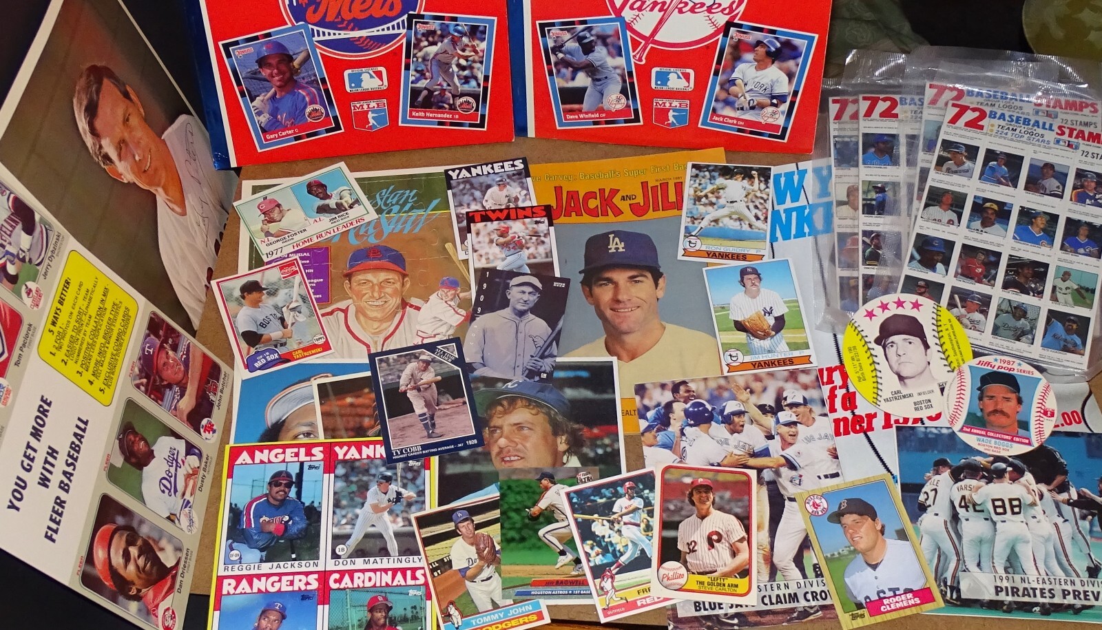 Baseball Junk from Storage – unopened stamps, 1976 Yankees Book, 1970s/89s cards
