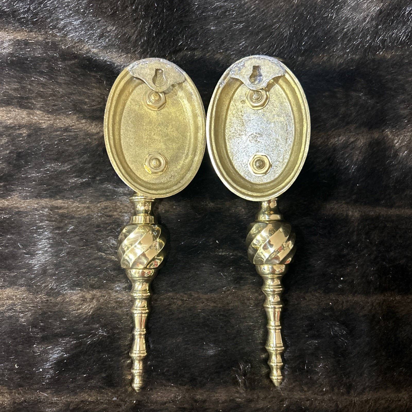 2 Solid BRASS Vintage Candlestick Wall Mount Sconce Candle Holders New Old Stock