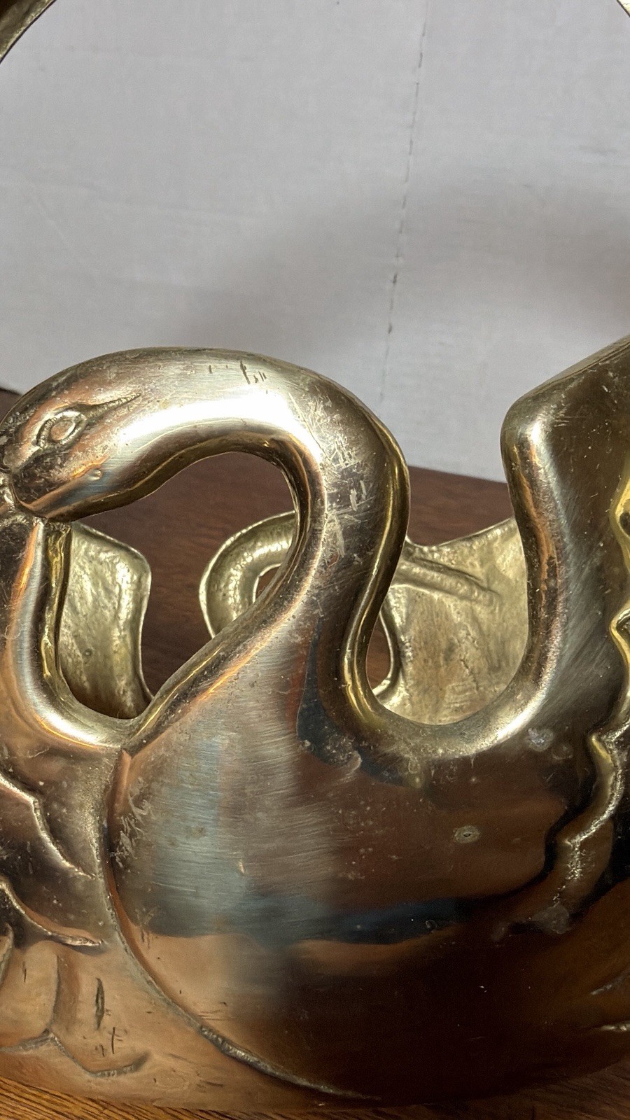 Vintage 11” Crane Bird Solid Brass Basket/planten Hollywood Regency Swan