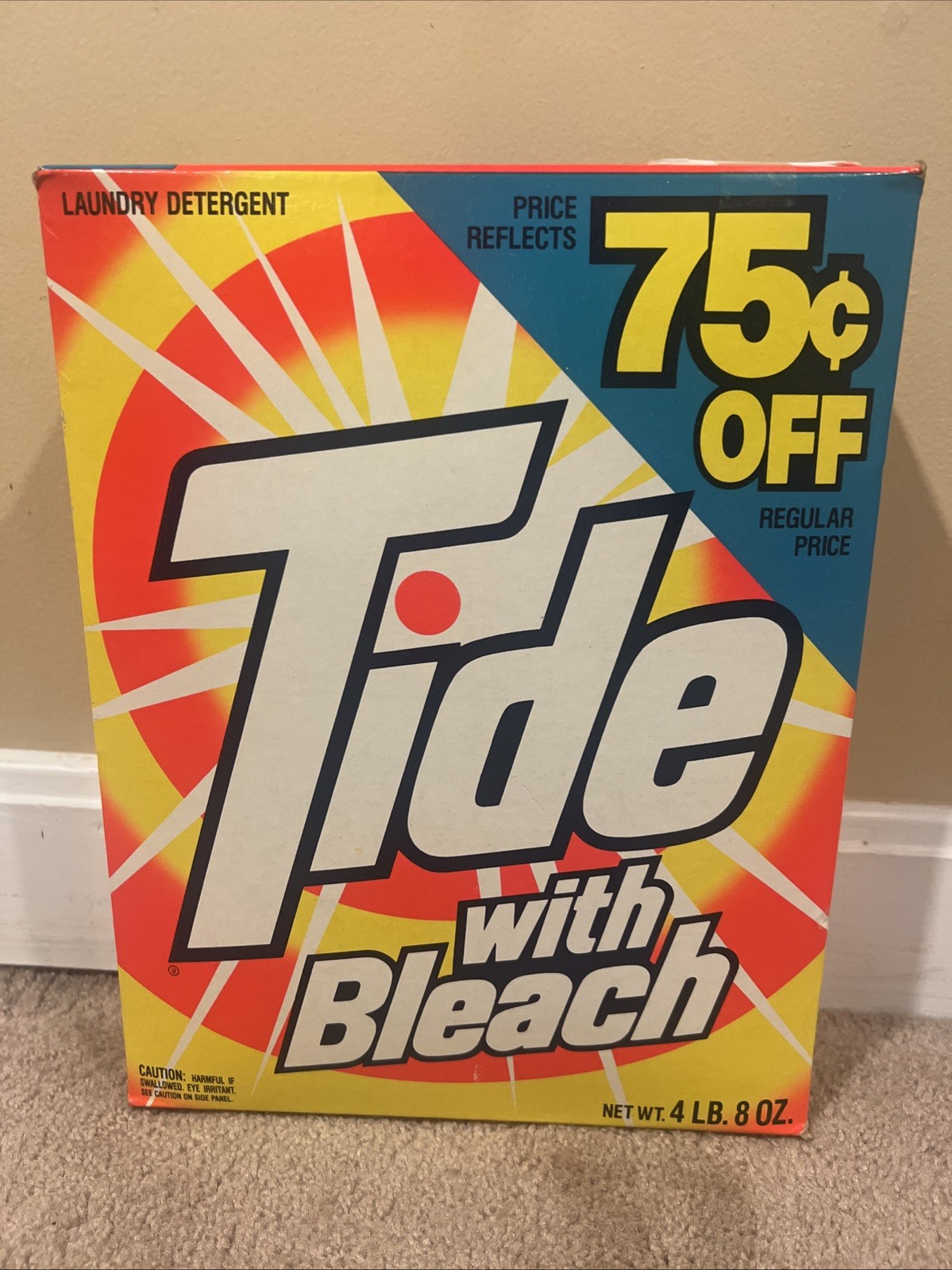 NOS Brand New Vintage 1980s Tide Laundry Detergent 4lbs 8oz 72oz King Size