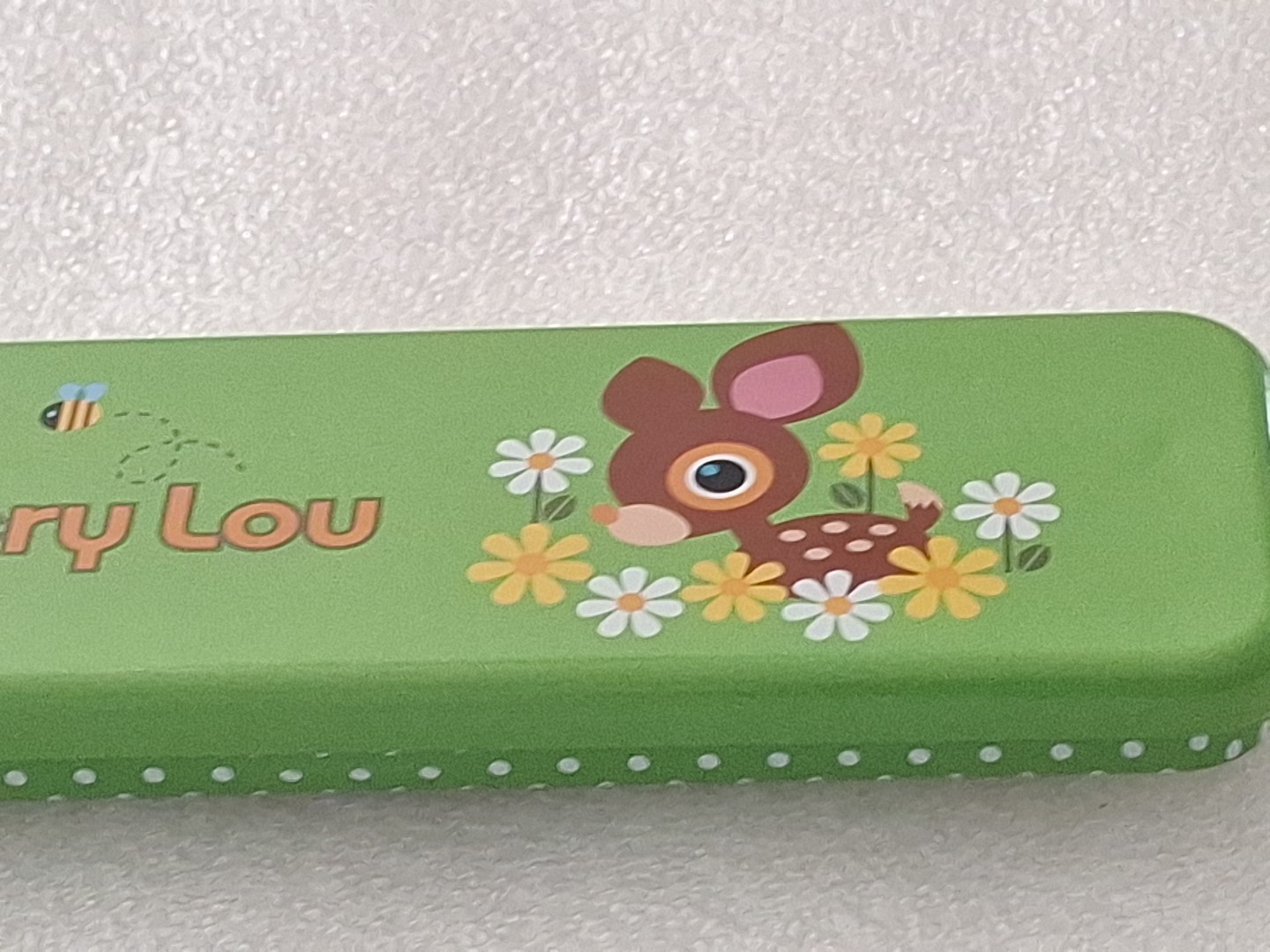 Rare 2004 Sanrio DEERY LOU Tin Box Green Polka Dots Orange Inside 🍊