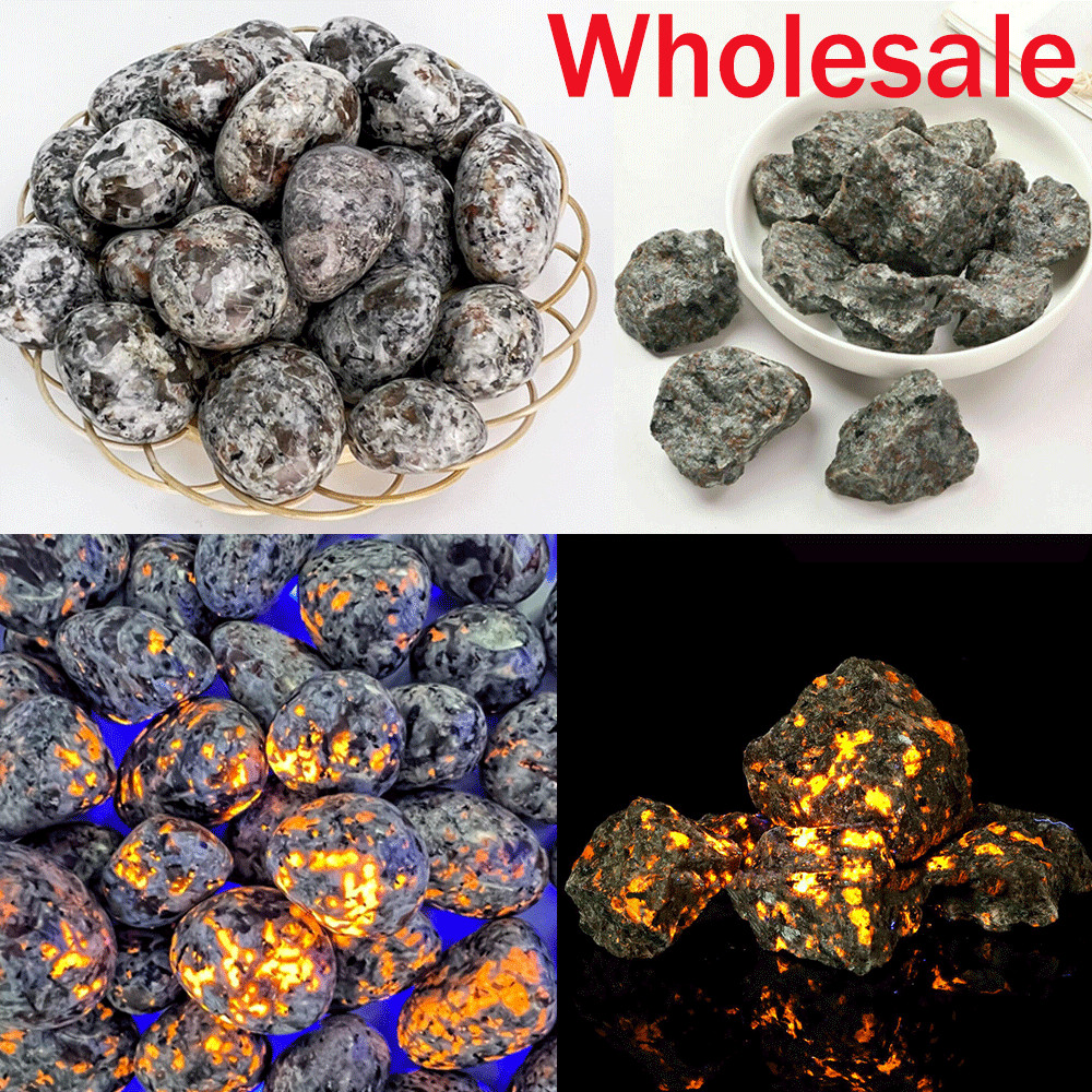Wholesale “Raw” “Polished” Yooperlite UV Fluorescent Glowing Fire Chunks Stone