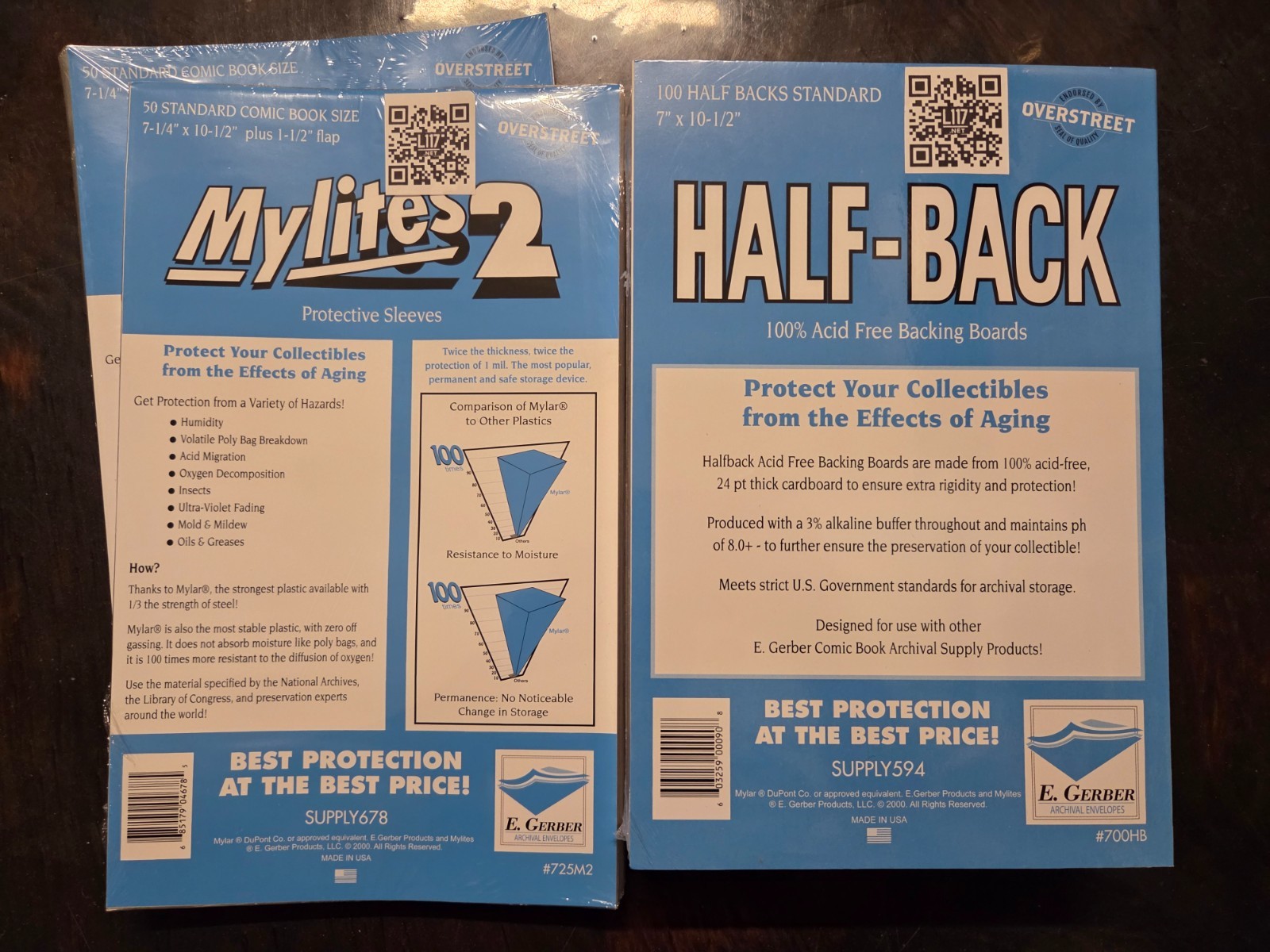 725M2 & 700HB (E. GERBER) Mylites 2 and Half-Backs (Qty 100) STANDARD Size