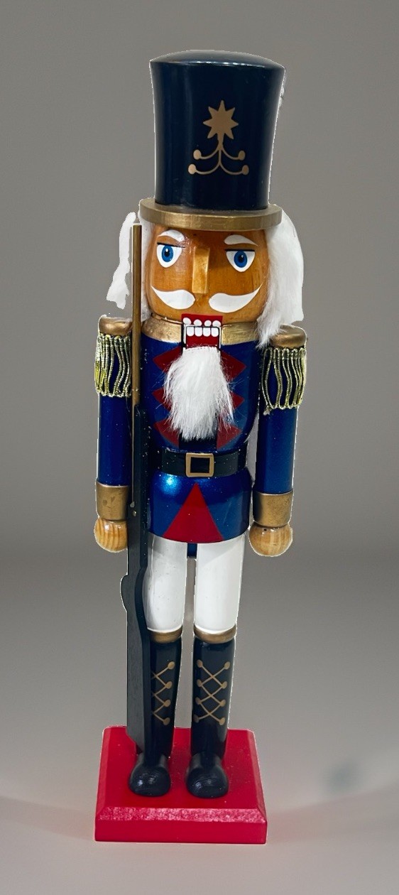 Nutcracker Wood Soldier 15” Blue Coat Soldier W/ Rifle Holiday Decor Decoration