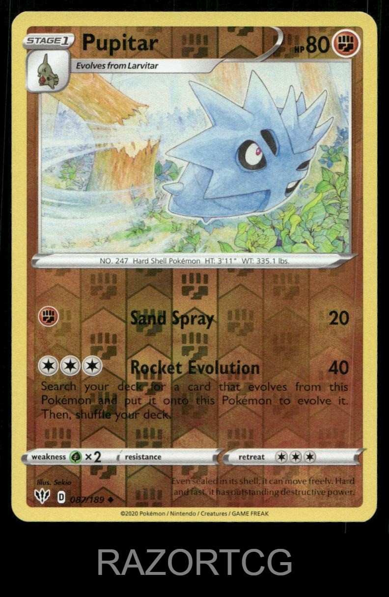 PUPITAR 087/189 UC DARKNESS ABLAZE POKEMON REVERSE HOLO NM/M