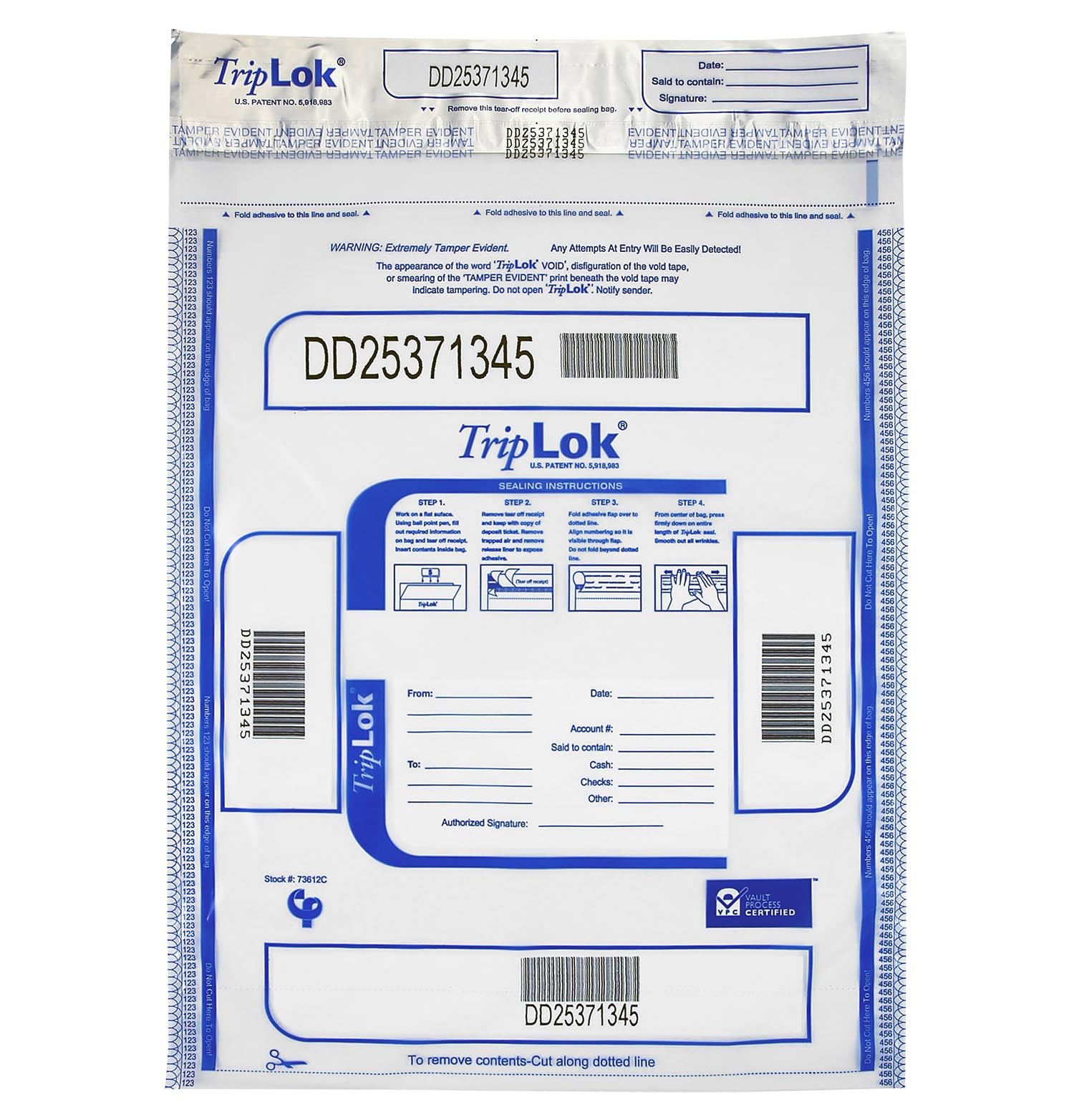 TripLok 15″ x 20″ Clear 50 Bags Tamper-Evident Deposit Bags for Cash Handling…