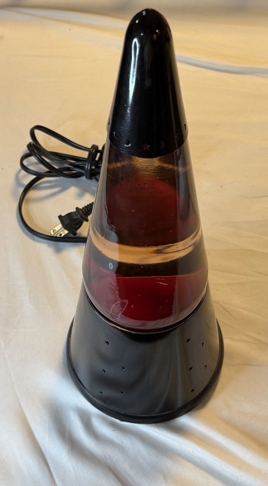 Vintage 1990s Wizard Glitter Lava Lamp Moon And Stars Works Red Black Lite Rare