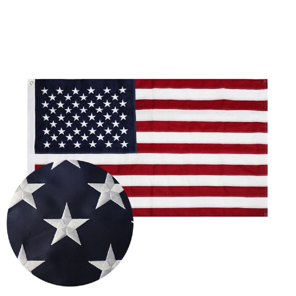 3×5 ft US American Flag Heavy Duty Embroidered Stars Sewn Stripes Grommets Nylon