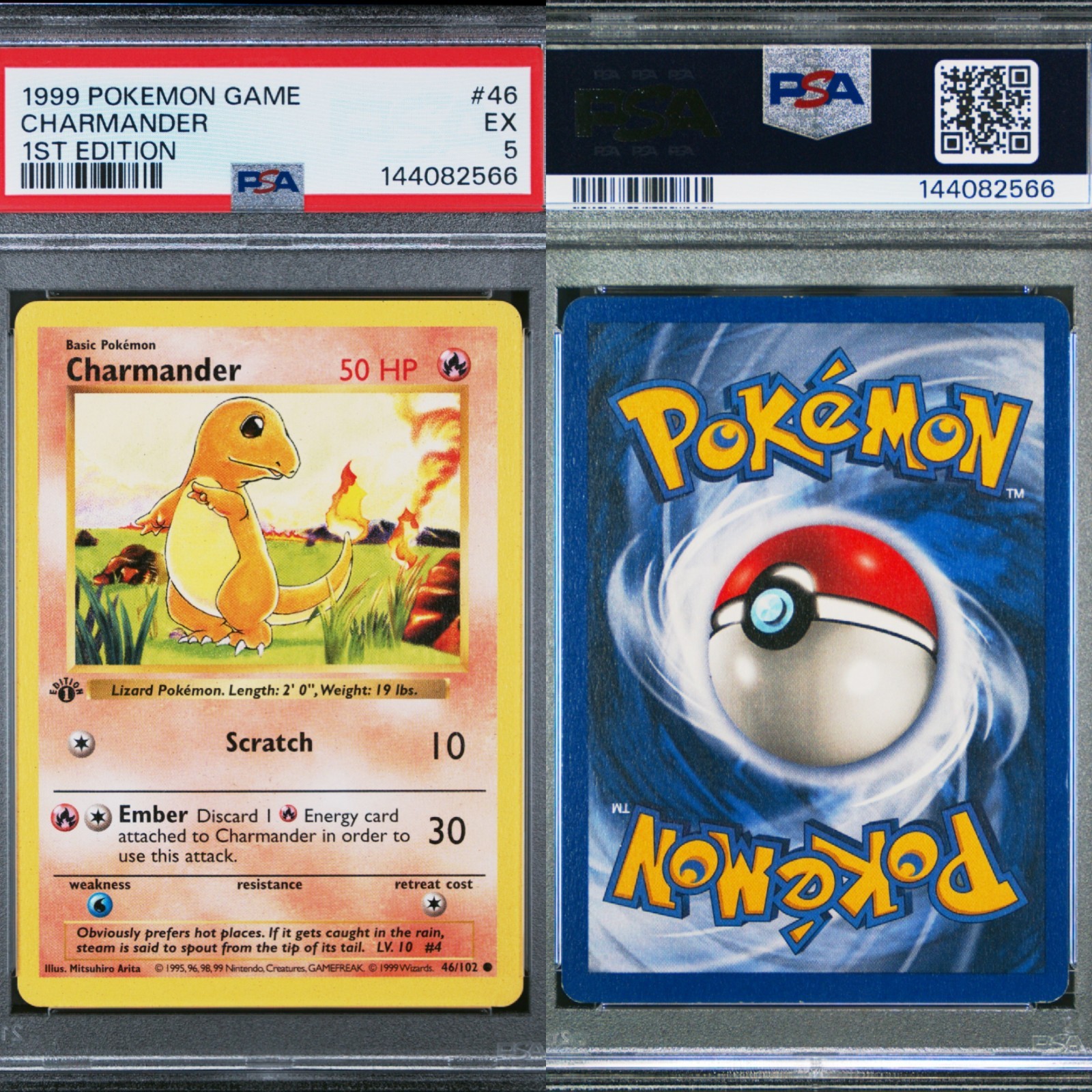 🔥 PSA 5 EX 1ST EDITION SHADOWLESS CHARMANDER | BASE SET 46/102 🔥