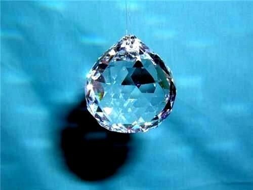 Crystal prism Ball faceted leaded polished hole for hanging bigger 2 inch dia