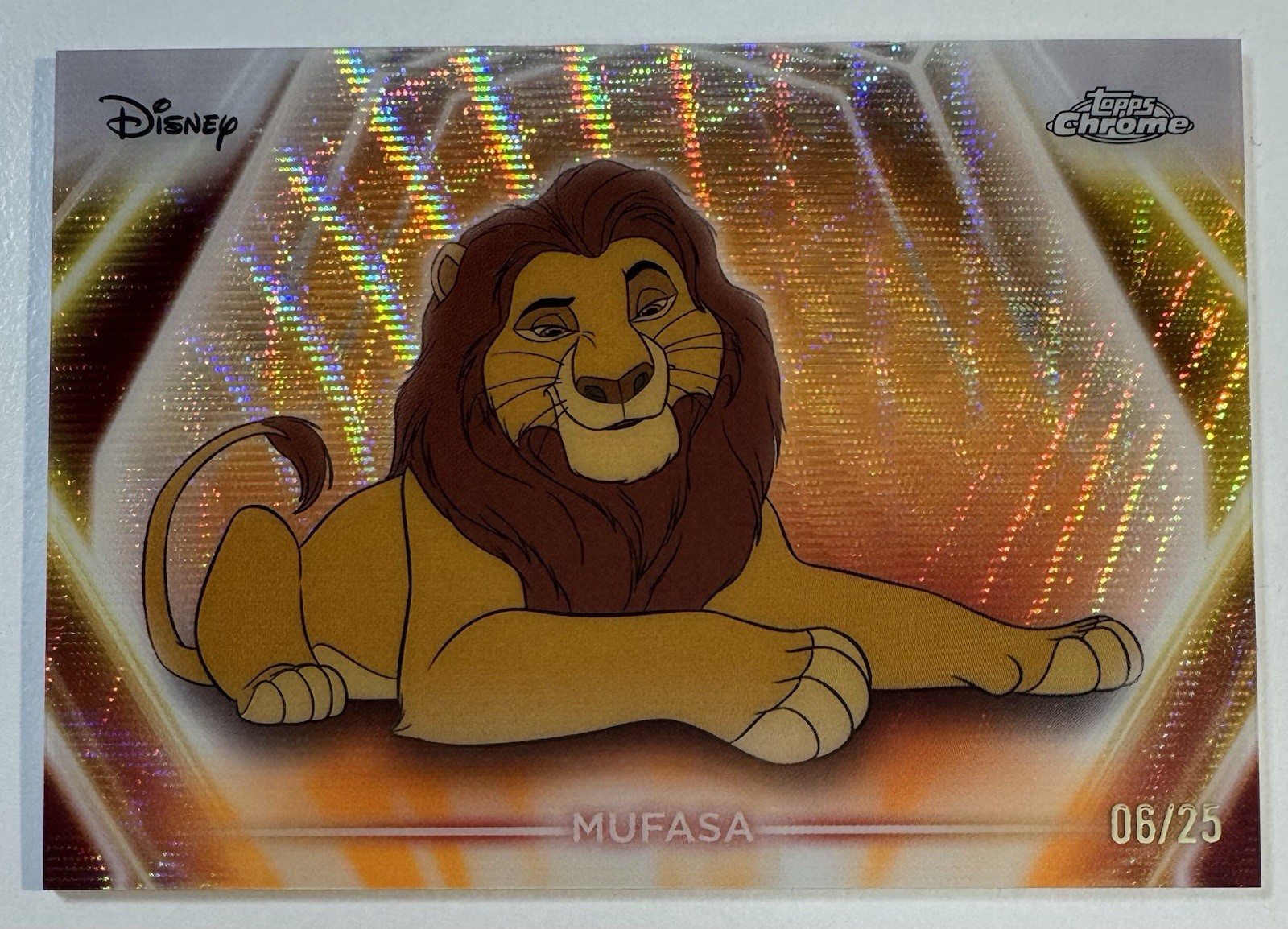 2026 Topps Disney Neon Chrome Mufasa Orange Wave Refractor #/25 #CNE-40