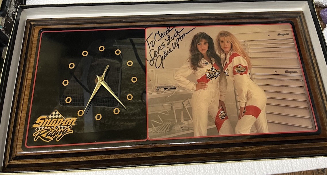 VINTAGE WOOD SNAP-ON PINUP WALL CLOCK Julie Upton Michelle Signed New Open Box