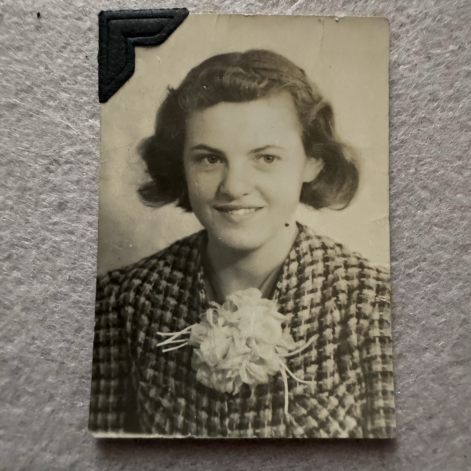 Vintage Old Candid Snapshot Photo Portrait Young Teen Girl School Picture Plaid