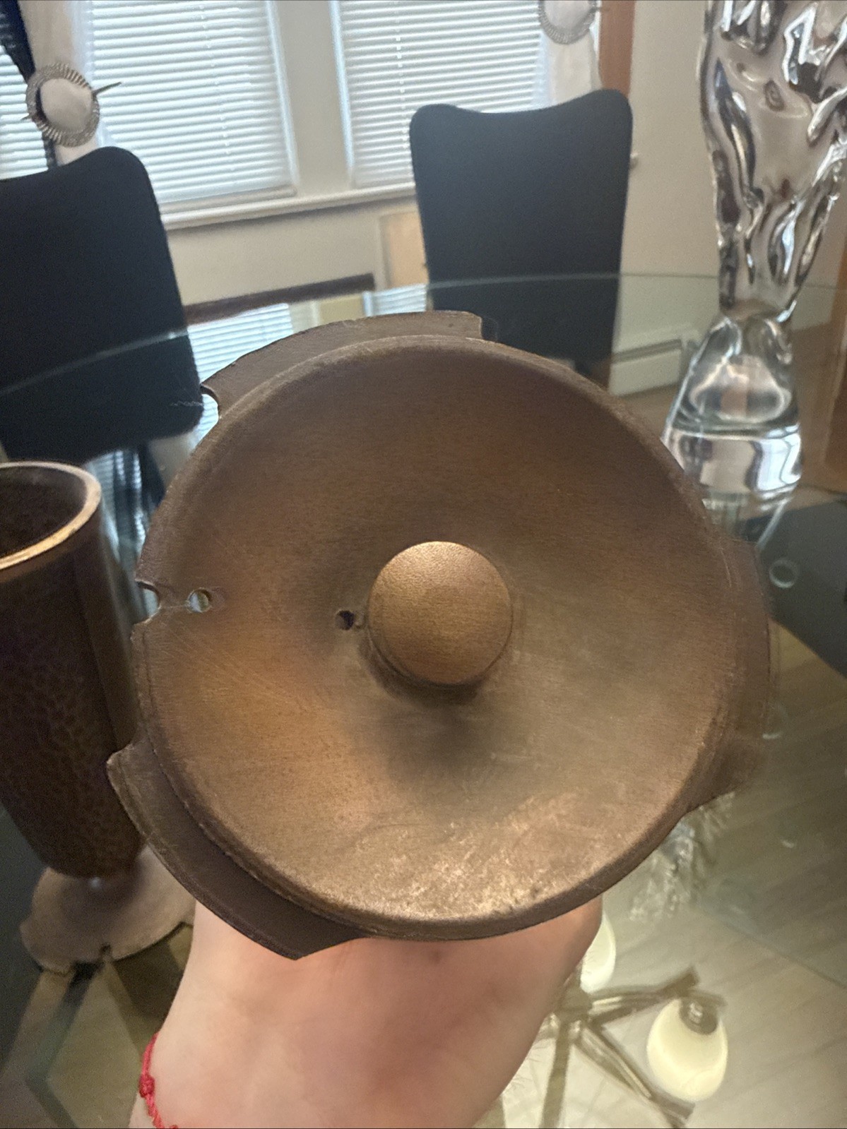 1 Solid Hammered Bronze Cemetery Memorial Flower Vase *Heavy *Cross *Dark Brown