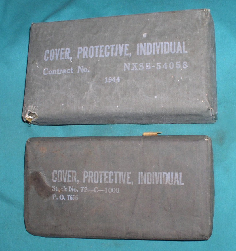 2-INVIDUAL PROTECTIVE COVERS for SPRAYED VESICANTS & BLISTER GASES 1944 TJ6861