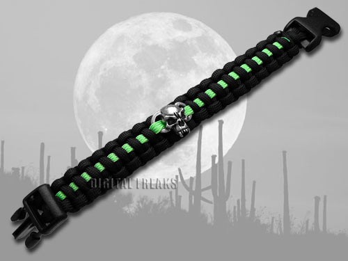 Paracord Wilson Tac Black & Neon Metal Skull 9″ Survival Bracelet WI9WT233