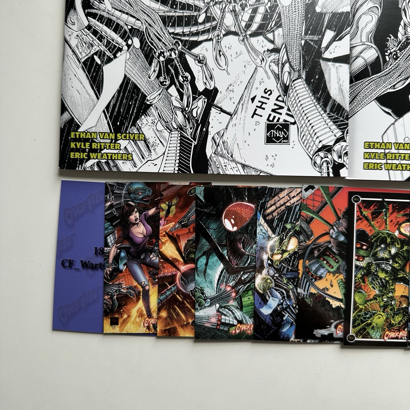 All Caps Cyberfrog Unfrogettable Tales #1 & 2 B & W Variants + All Warts Cards