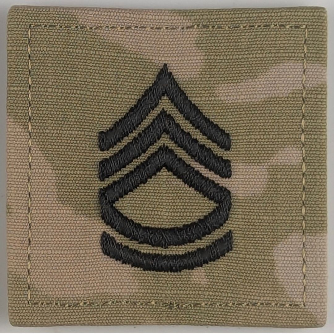 Sergeant First Class (SFC) OCP Rank Patch – Hook Fastener – Army Combat Uniform