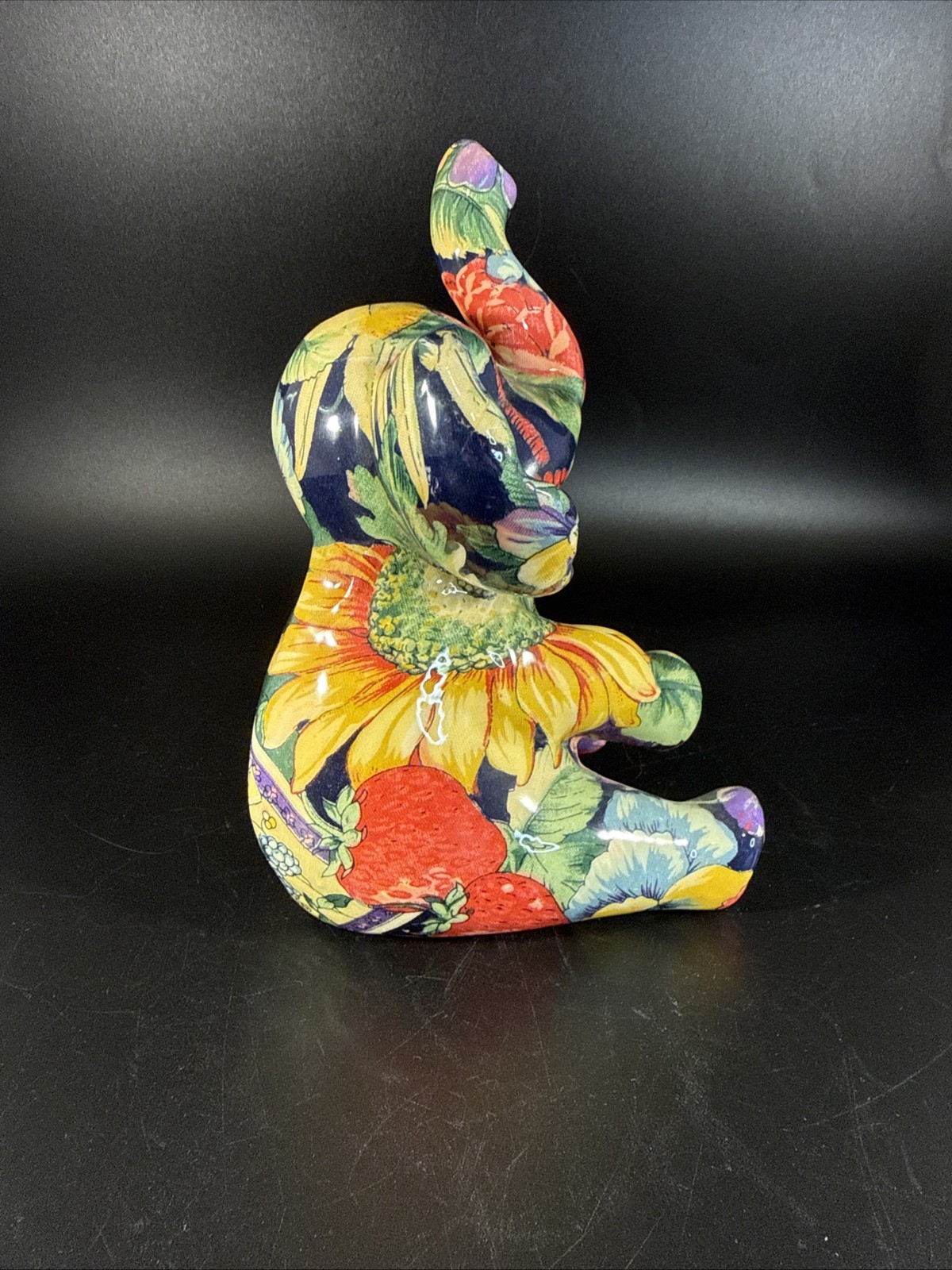 Vintage Elephant Patchworks By Joan Baker Designs Fruit & Florals 7” Tall