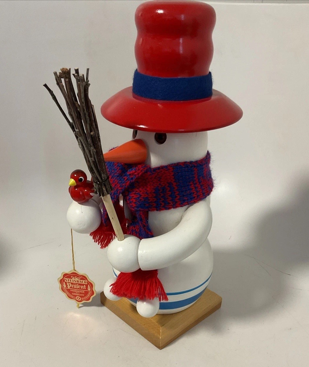 Steinbach Nutcracker Snowman Wooden with Red Hat, Germany, 11” W/Box