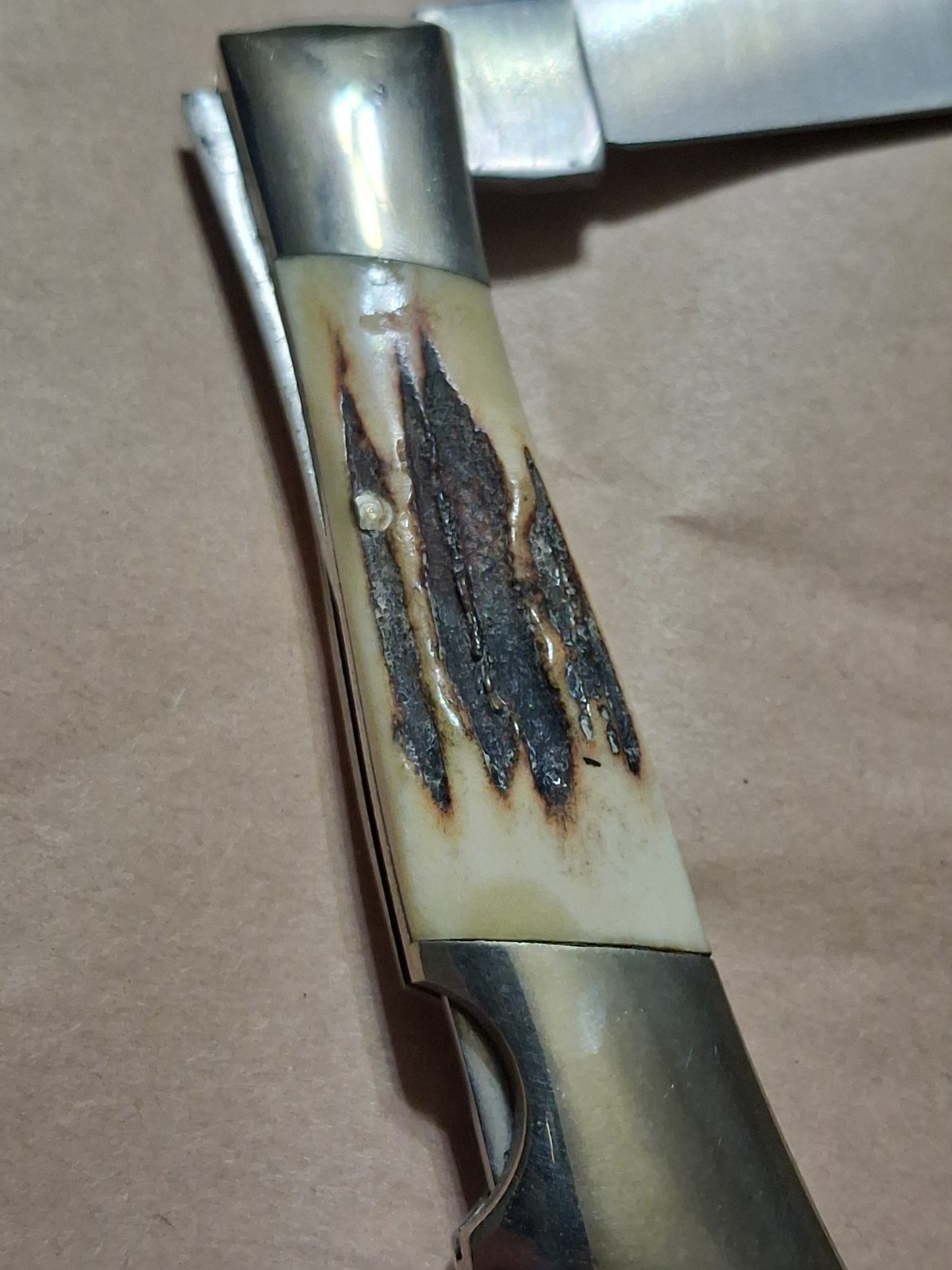 Vintage Schrade IXL, Bone Lockback with Sheath, Unused, Stag Knife, Schrade Stag
