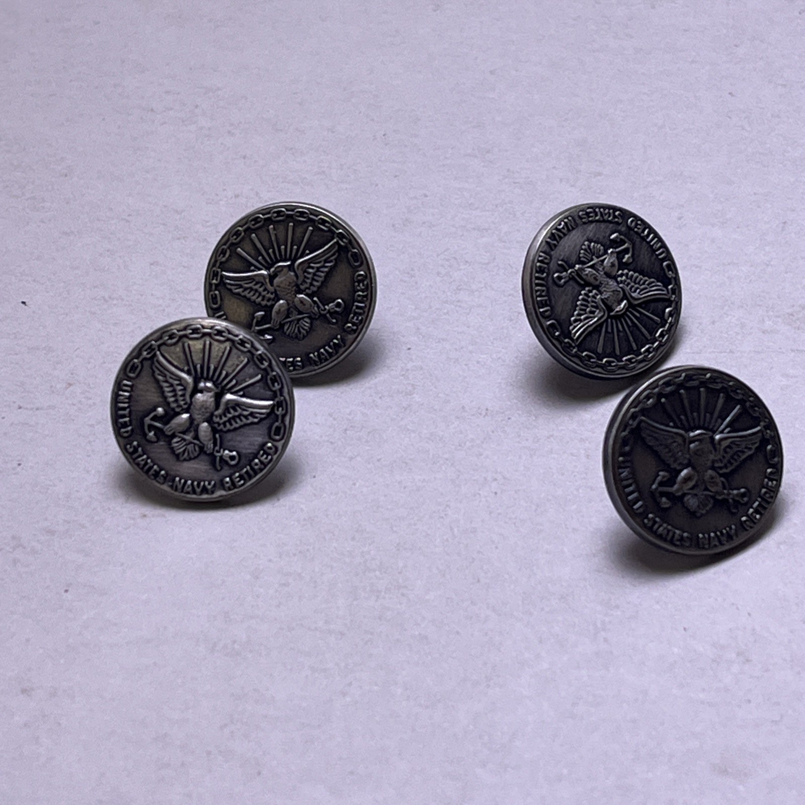 Vintage United States Navy Retired Label Button Reward Pin – 1/20 Silver Filled