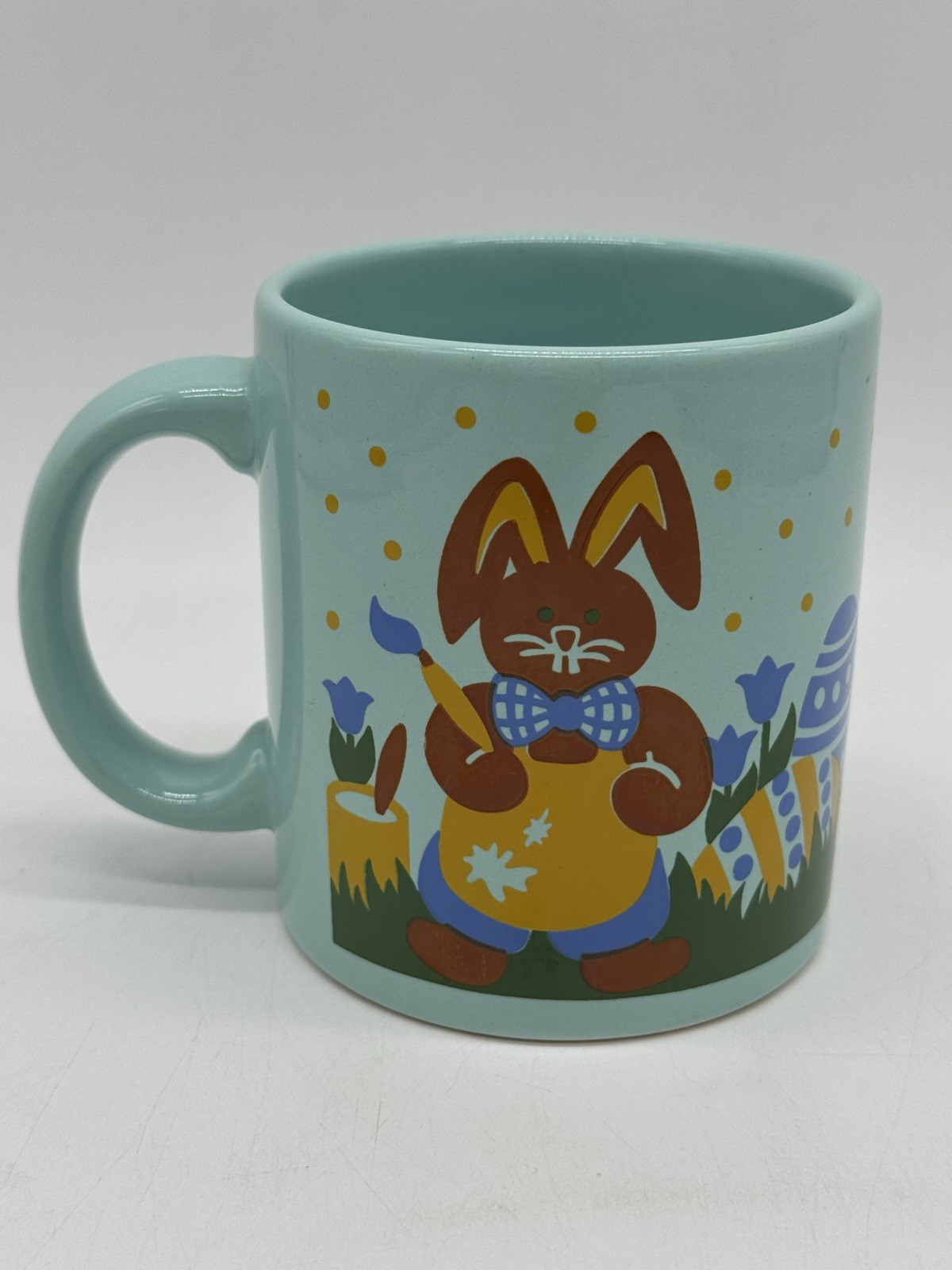 Waechtersbach Germany Blue Mug Easter Bunny Eggs Vintage